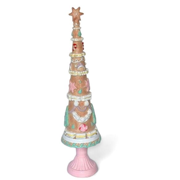 Pastel Pink Sugar Coated Christmas Candyland Sweet Treats Gingerbread Tree - Picture 1 of 12